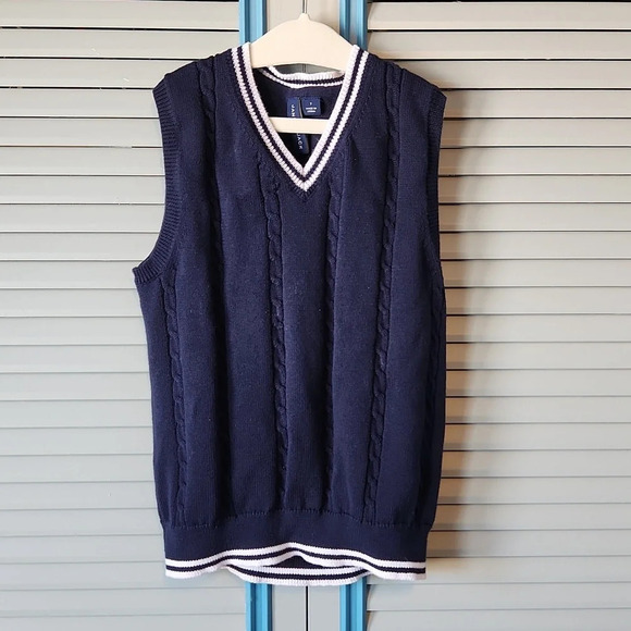 Janie And Jack Navy & White Knit Vest - Picture 2 of 12